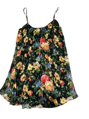 Pins and Needles Floral Babydoll Dress Size S Scoop Back Sheer Boho